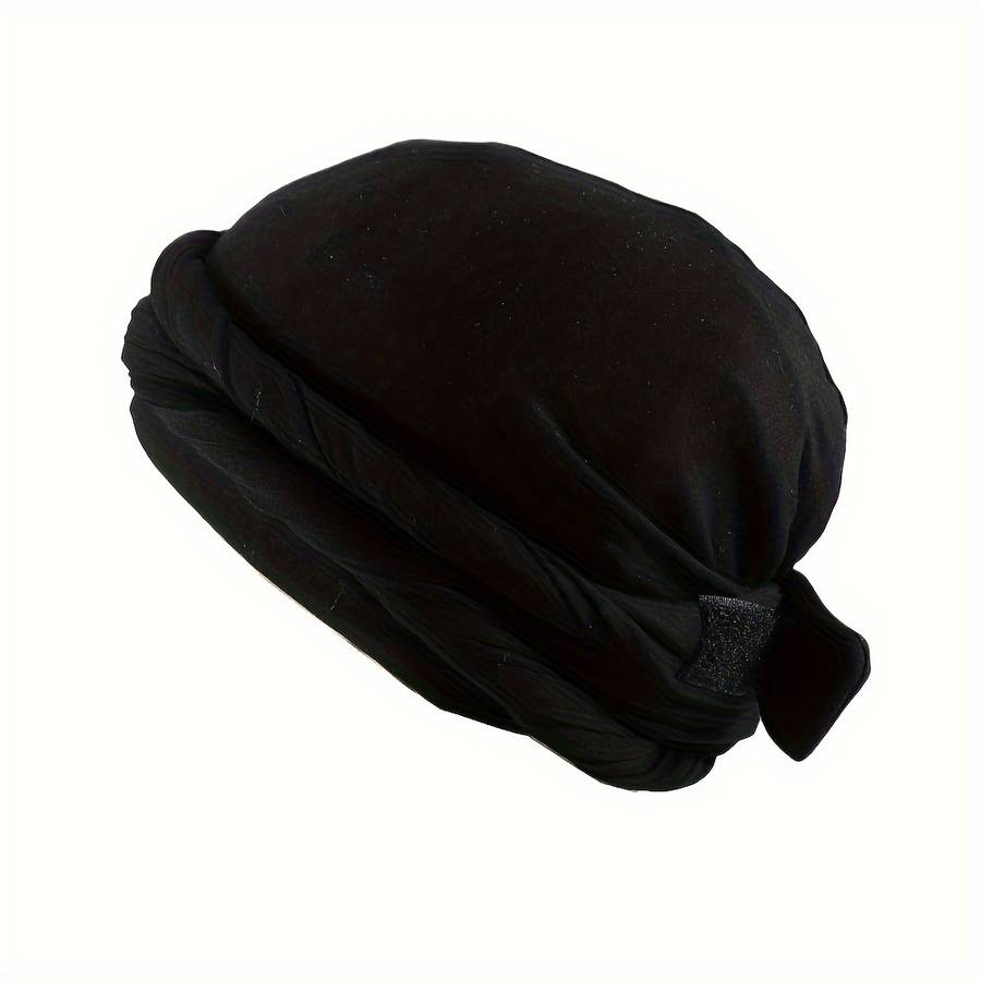 1pc Men's Magic Tape Braided Headwrap Hat Moisture-Wicking Knit Fabric Hand Washable Unisex Hip