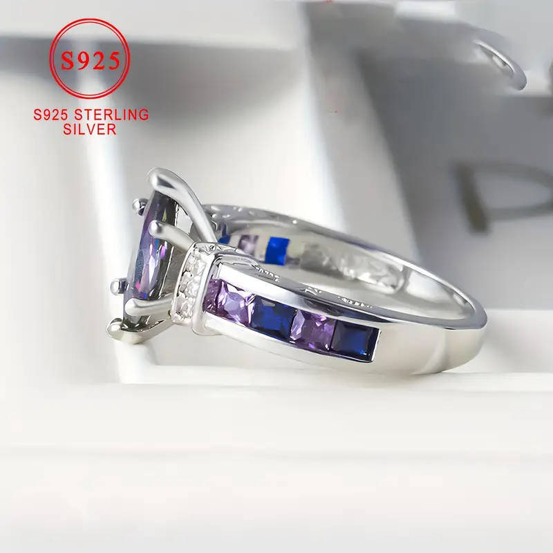 925 Silver Horse-Shaped Colorful Cubic Synthetic Zirconia Ring