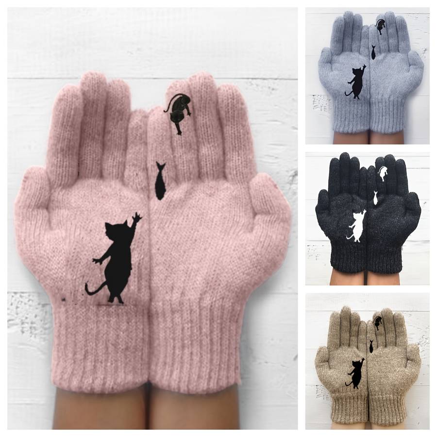 1 Pair Pink Warm Gloves