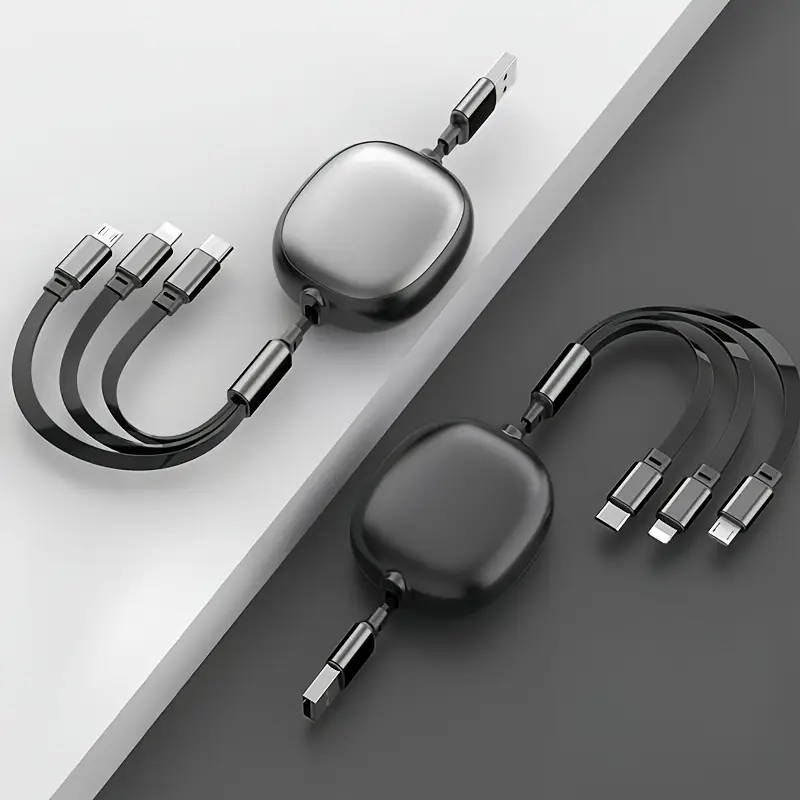1pc 3in1 Retractable USB Charging Cable 100W Fast Charging USB to C Micro USB for iPhone 13 14 12 11