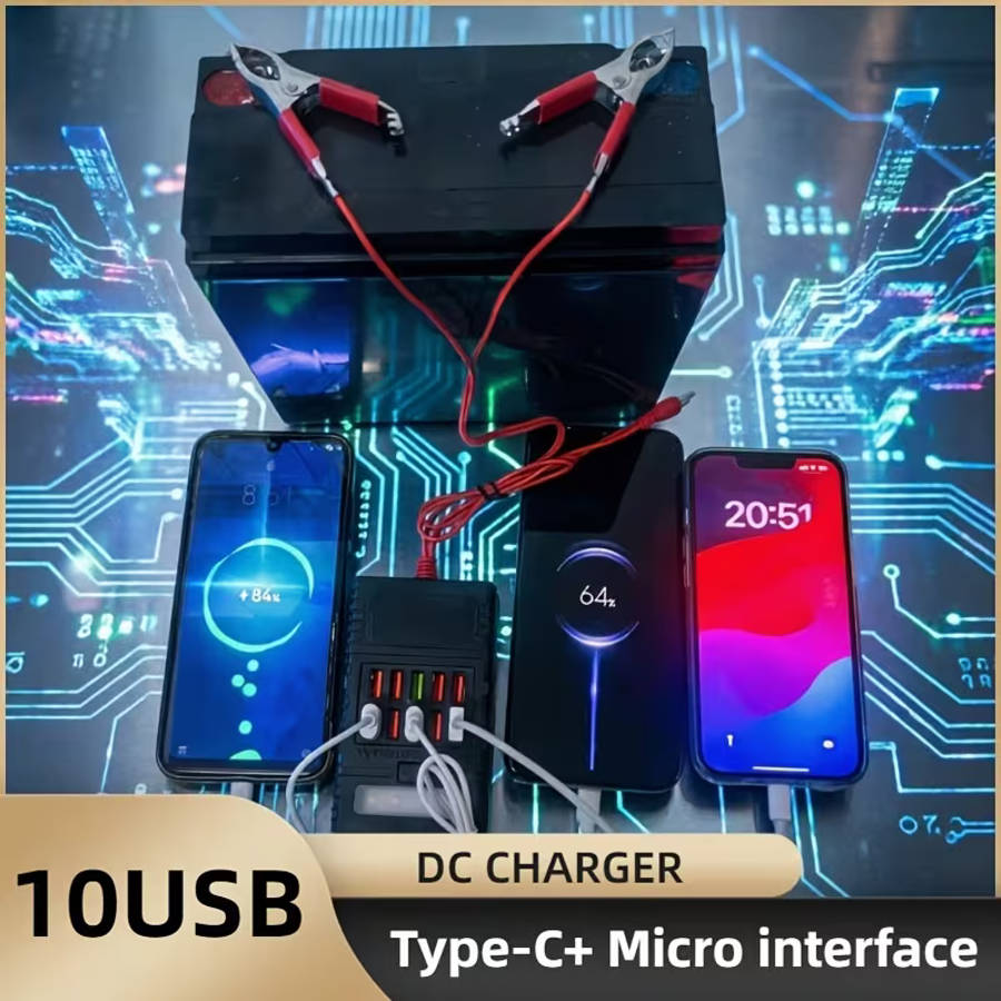 10USB Port Charger Multi-Function Fast Charging Connector Alligator Clip Charger