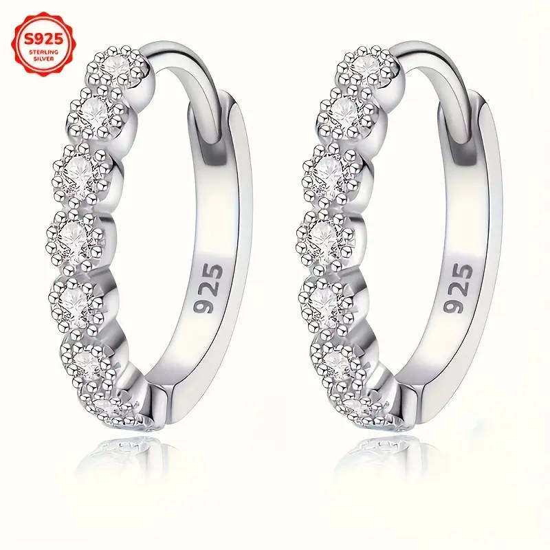 925 Sterling Silver Earrings with Sparkling Synthetic Zirconia Accents