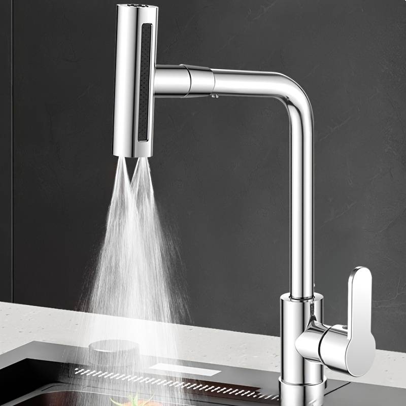 1pc Commercial Not Four Modes Of Outlet Kitchen Faucet With Sprayer Plus 60CM Inlet Pipe Rotary Sp