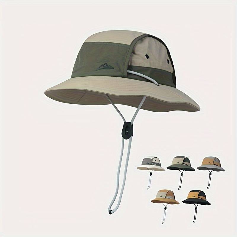 1pc Breathable Quick-Dry Sun Hat with Wide Brim UV Protection Color Block Design for Outdoor Hiki