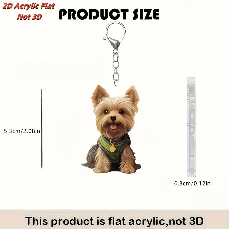 2D Flat Cute And Charming Yorkshire Terrier Puppy Acrylic Keychain