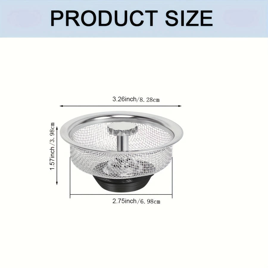 1pc Stainless Steel Kitchen Sink Strainer 8.13cm 5.33cm Mesh Non-Clogging for Bathroom Washroom