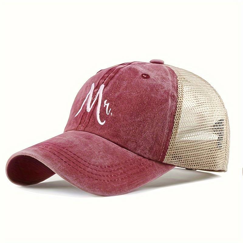1pc Vintage Washed Baseball Cap with Embroidered Logo Breathable Adjustable Trucker Hat for All Se