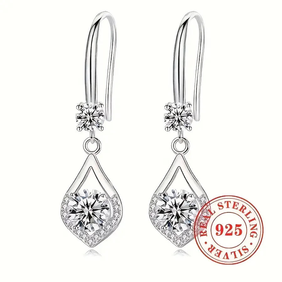 Earrings 925 Sterling Silver Plated exquisite shiny Synthetic Zirconia