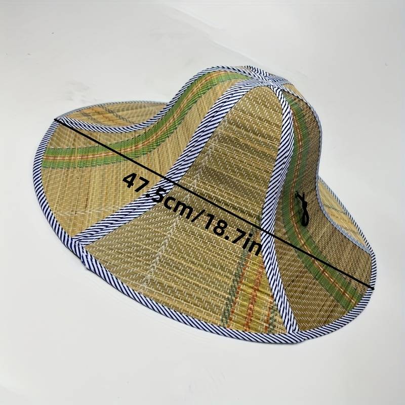 1pc Casual Style Polyester Straw Hat Lightweight Foldable Sun Hat with Large Brim Non-Stretch Pla