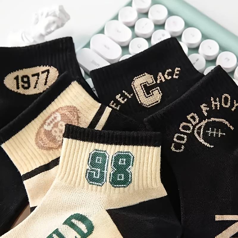 5 Pairs Of Mixed Colors One Size High Elastic Socks