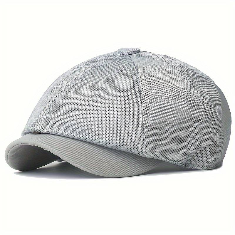 1pc Breathable Mesh Newsboy Cap Summer Casual Outdoor Beret Fashion Solid Color Octagonal Hat fo