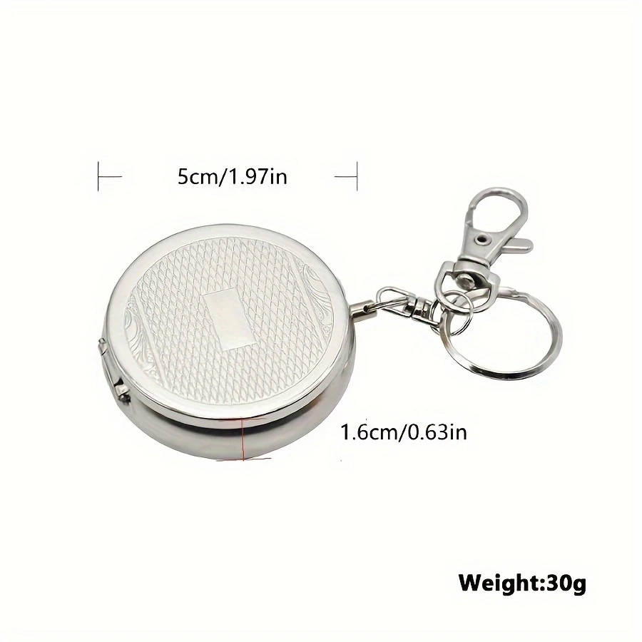 Stainless Steel Round Ashtray With Key Ring No Battery Required Color Sent Randomly