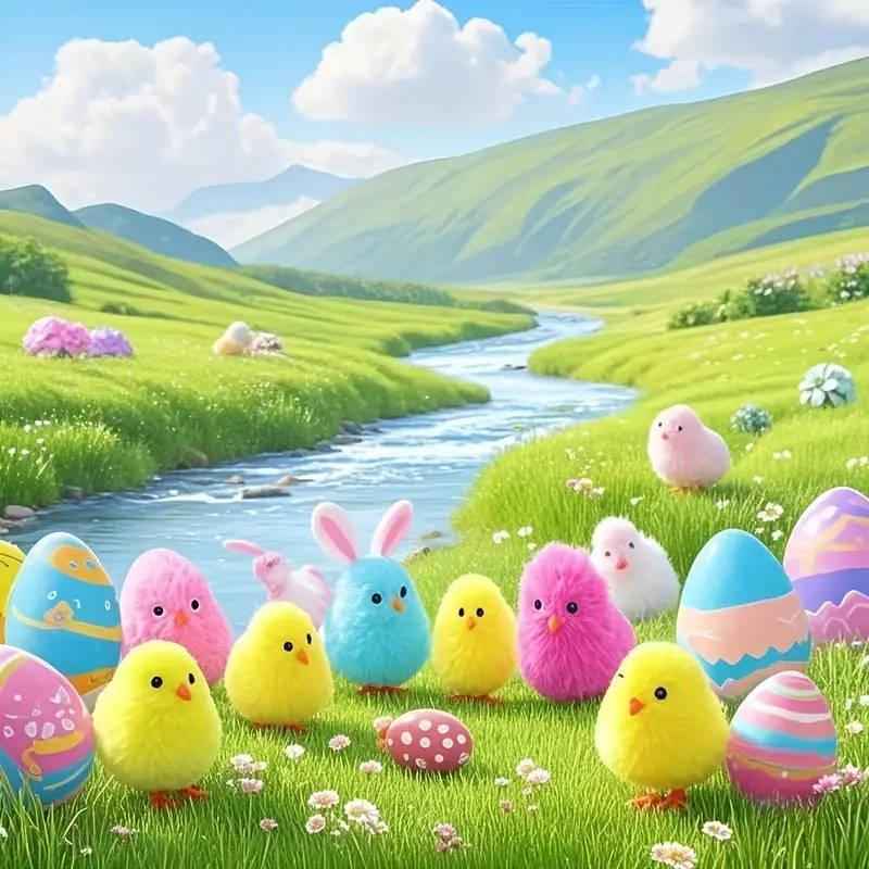 18-Piece Assorted Mini Easter Chick Decorations