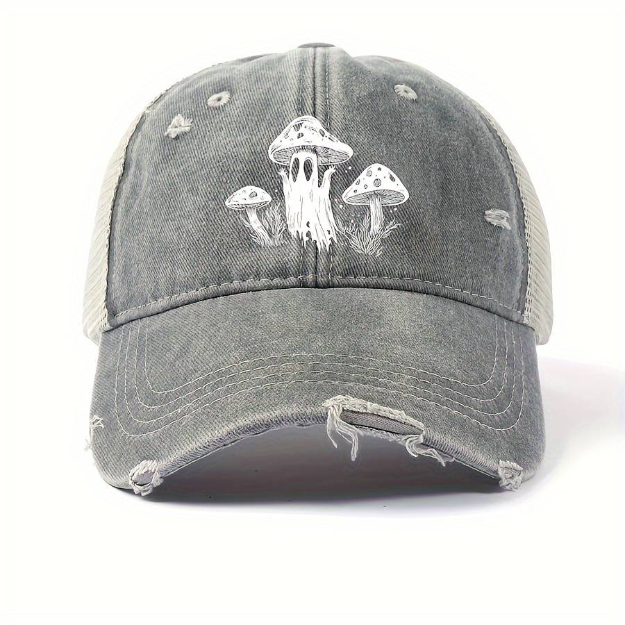 1pc Adjustable Retro Baseball Cap with Mushroom Print C Breathable Washable Dad Hat for Men Wome