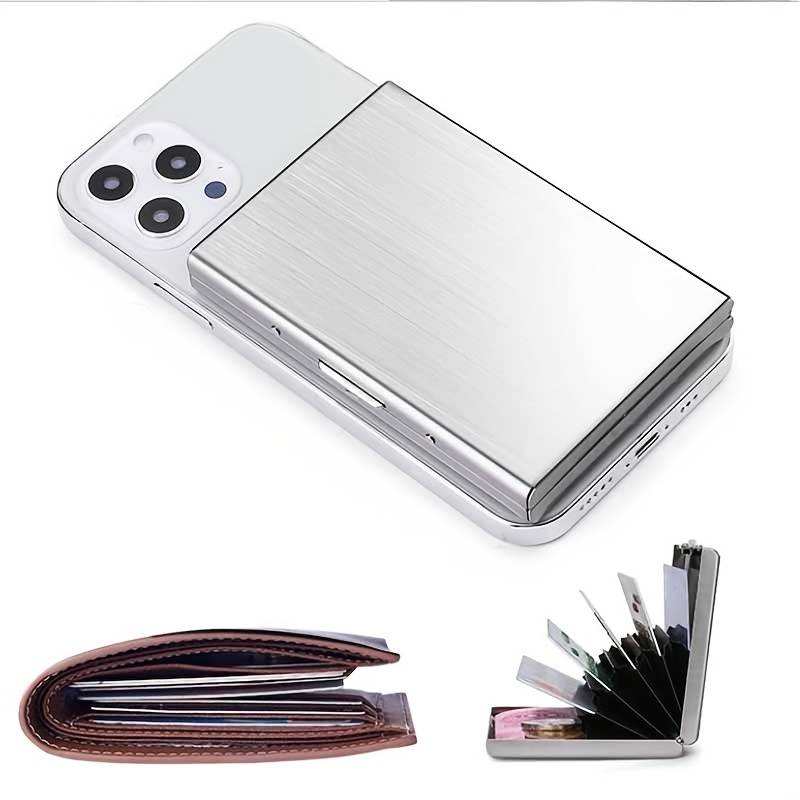 1pc Premium Stainless Steel RFID Blocking Card Holder for Men C Sleek Black Metal Wallet with Multi