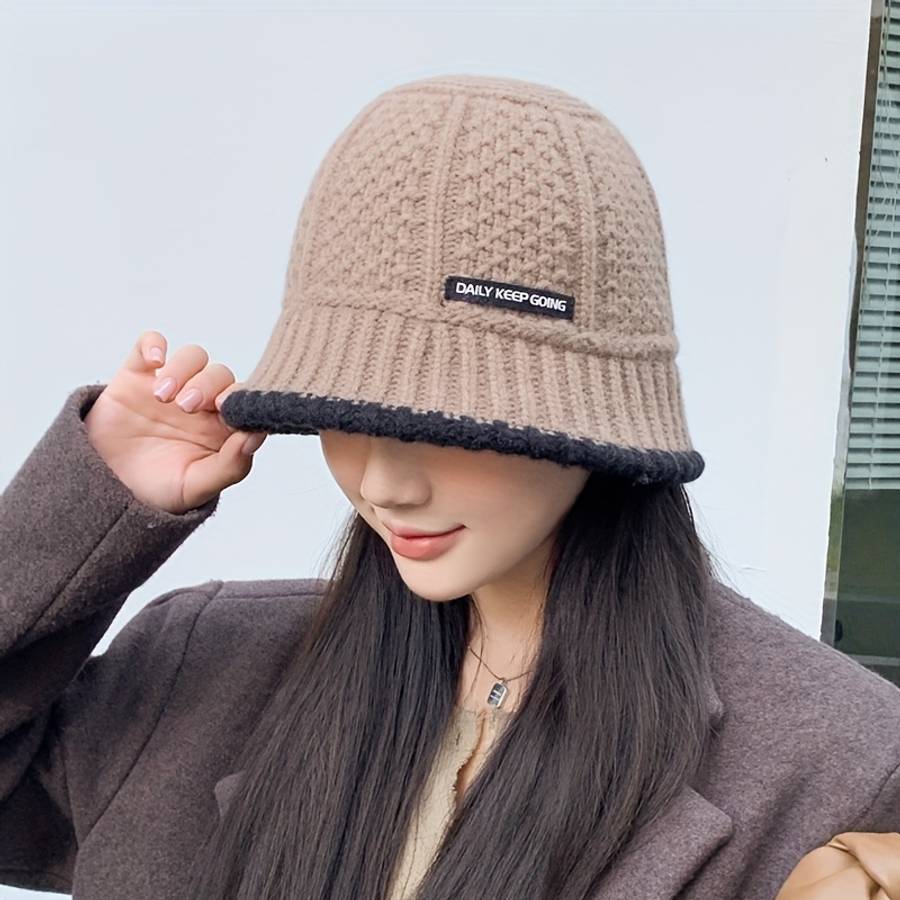 Women'S Acrylic Knit Fisherman'S Hat Lightweight Fitted Solid Color Urban Style Hand