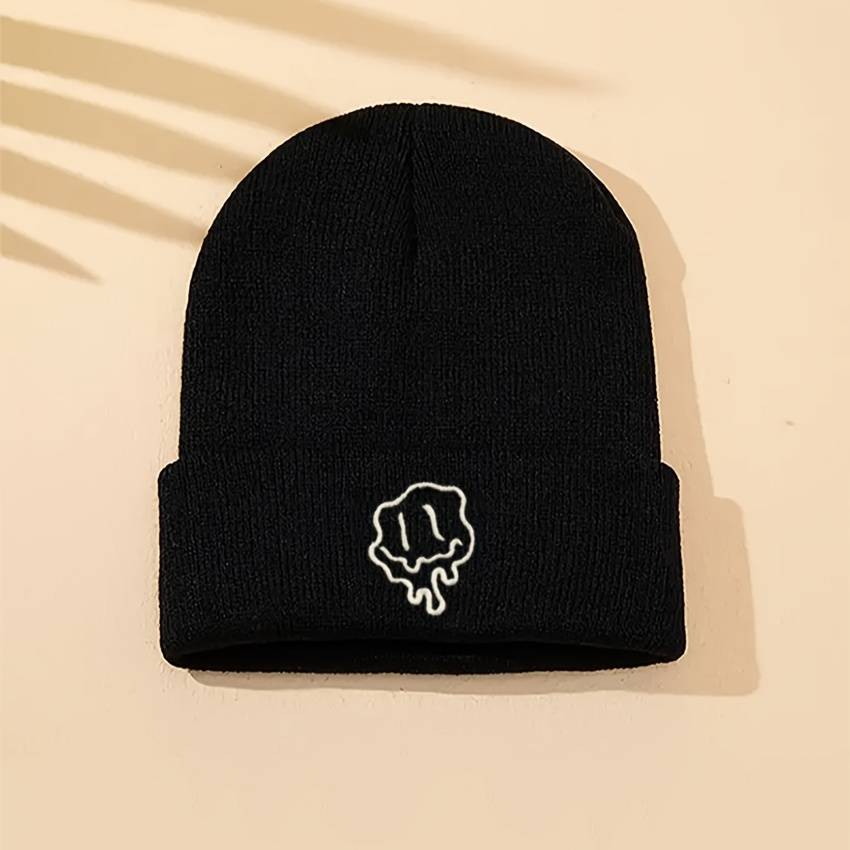 1pc Acrylic Knit Beanie Hat Casual Style Solid Color Warm Cap with Medium Stretch Hand Washab