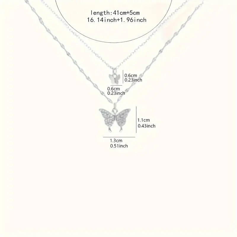 Stainless Steel Necklace Double-Layer Butterfly