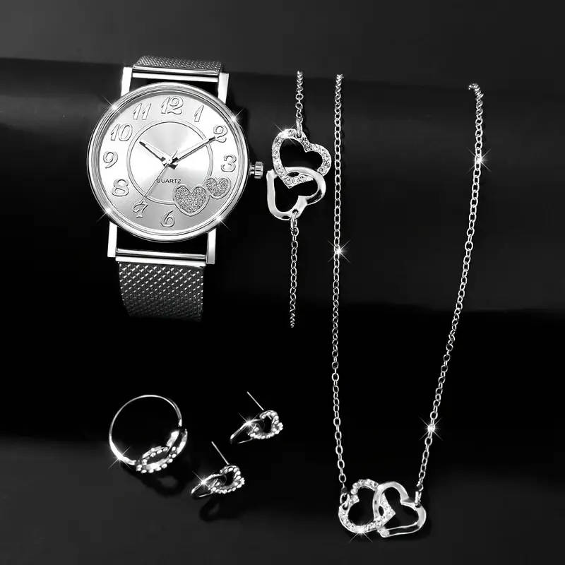Heart-shaped Quartz Watch And Jewellery Set Of 6pcs