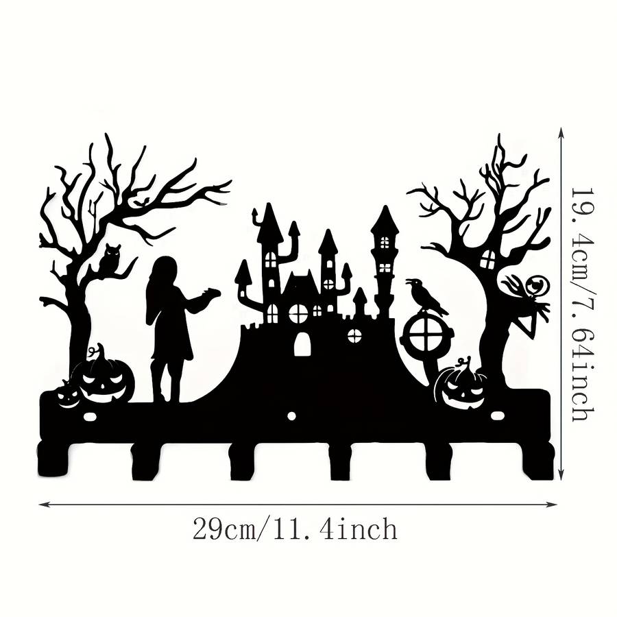 28.96cm Black Metal Wall Hook with Halloween Silhouette DesignEasy-to-Install Key Holde
