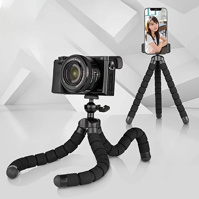 1pc Flexible Octopus Tripod Small Phone Camera Holder with Sponge Grip Mini Octopus Stand for Photog