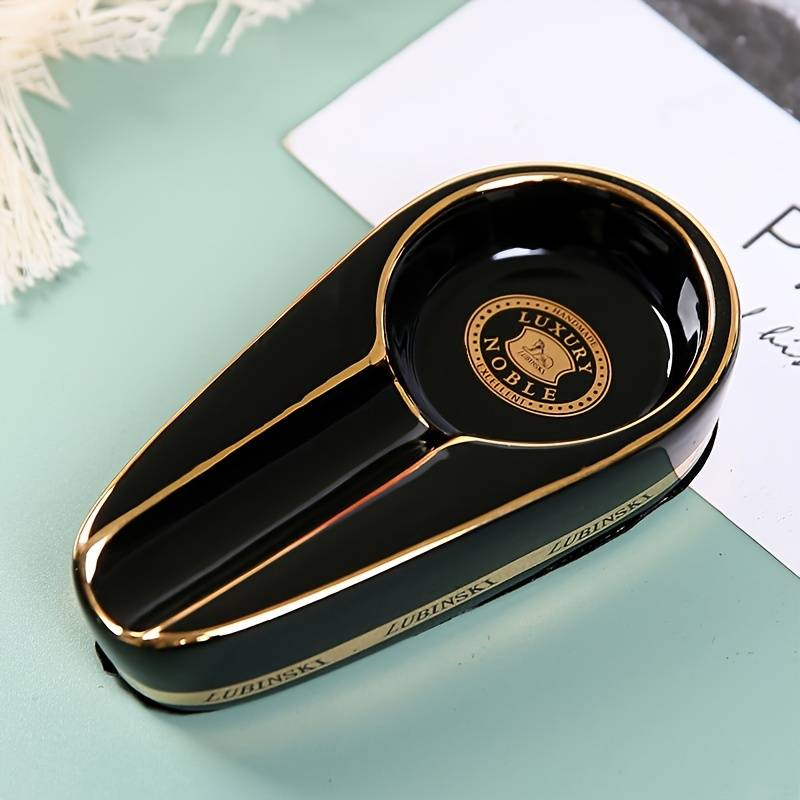 1pc Elegant Ceramic Cigar Ashtray Portable Creative Accessory for Smokers Ideal Living Room De