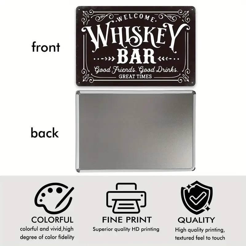 Whiskey Bar Vintage Metal Sign Waterproof and Weather Resistant Dad's Bar Wall Decor for Home Garden