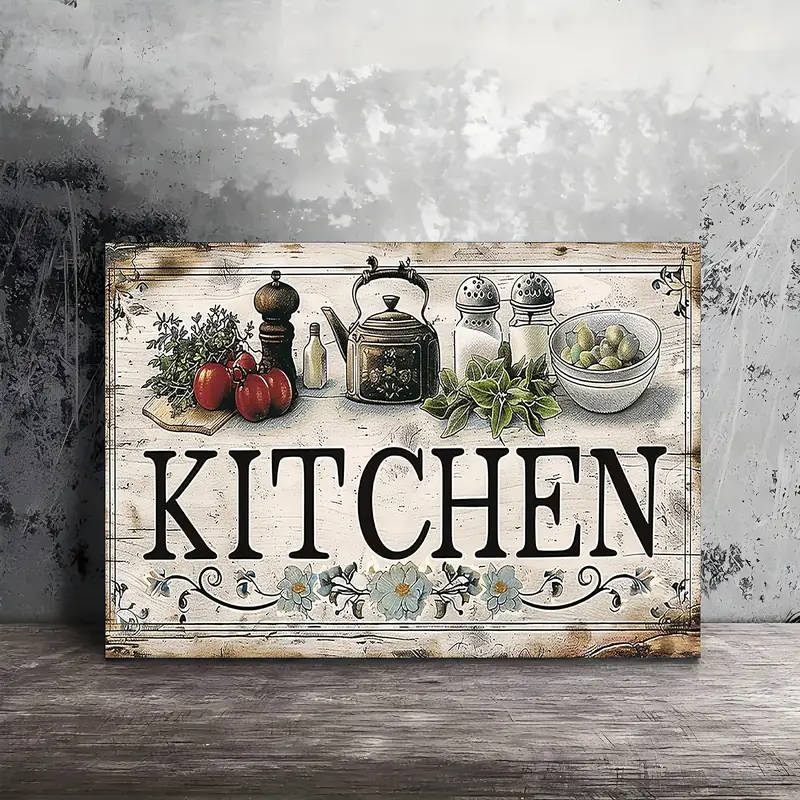 1pc Farmhouse Kitchen Canvas Wall Art Rustic Food Vegetable Theme Painting Woven Other Material Deco