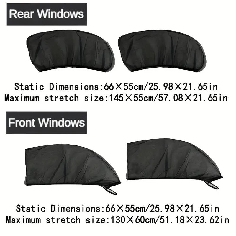 4pcs Polyester Car Sunshade Screen UV Protection Anti-Mosquito Insulation Reflective Awnings