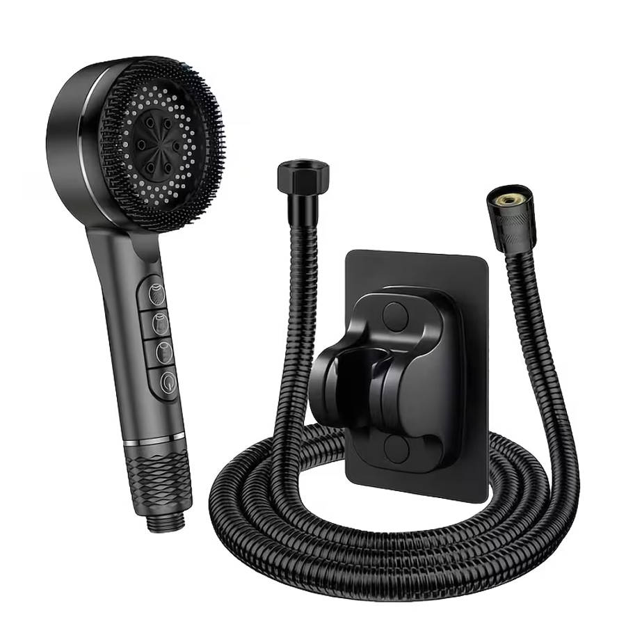 Handheld Pressurized Showerhead Four Spray Modes With 1.5Meter Reinforced Hose And Adjustable Bracke
