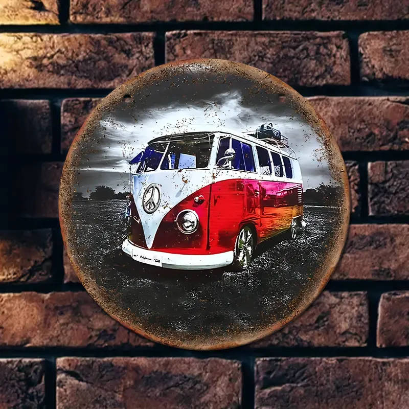 1pc Vintage Camper Van Aluminum Sign 20.32x20.32cm Waterproof Multipurpose Metal Wall Hanging for Ma