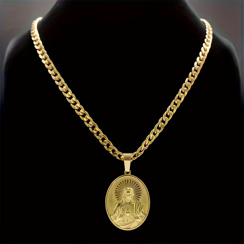 1 Piece Golden Jesus Theme Pendant