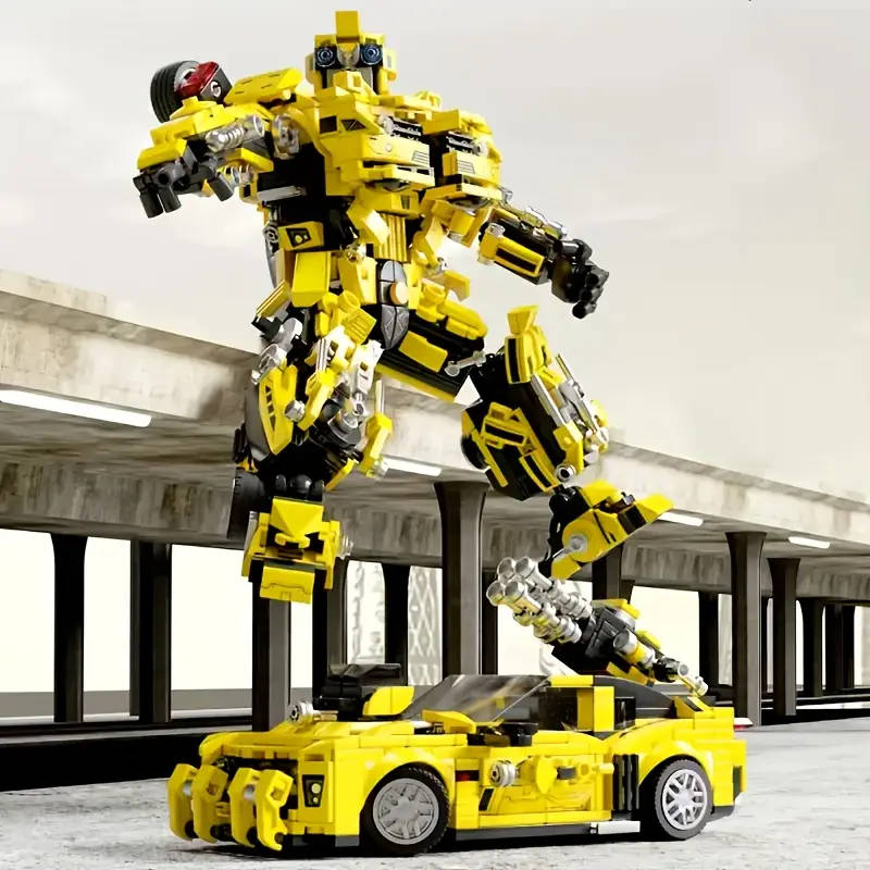 1800 Piece ABS Building Blocks, 2-in-1 Transformable Car Model Set, Durable and Stylish Display