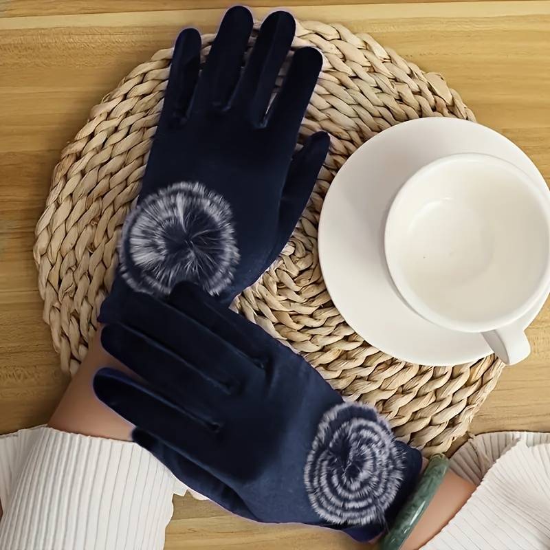1 Pair Black Warm Gloves