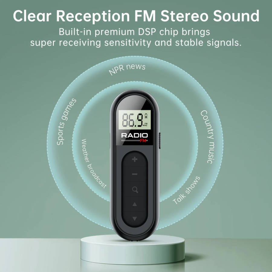1Pc Portable Fm Radio With Clip Rechargeable Mini Size Suitable For Meetings Tours Horse Racing And