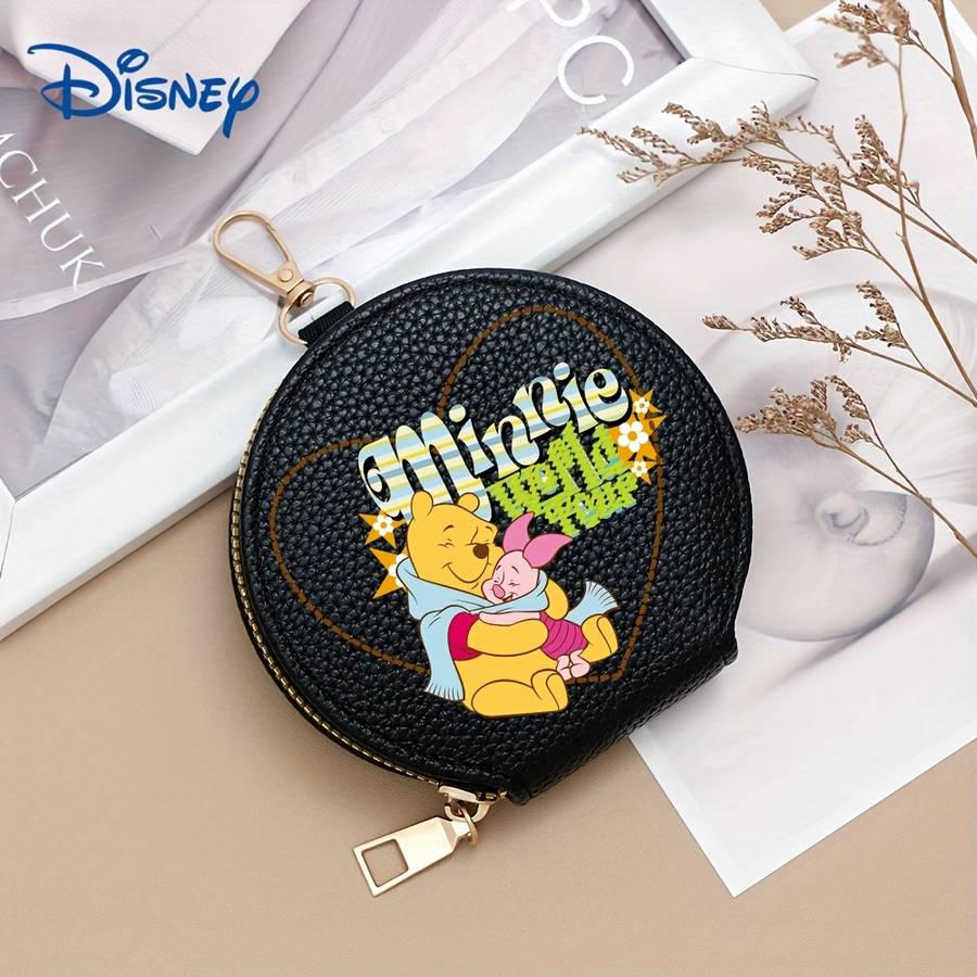 1pc Disney Mickey Minnie Mouse Mini Coin Purse Multi-Color Round Wallet with Keychain Secure