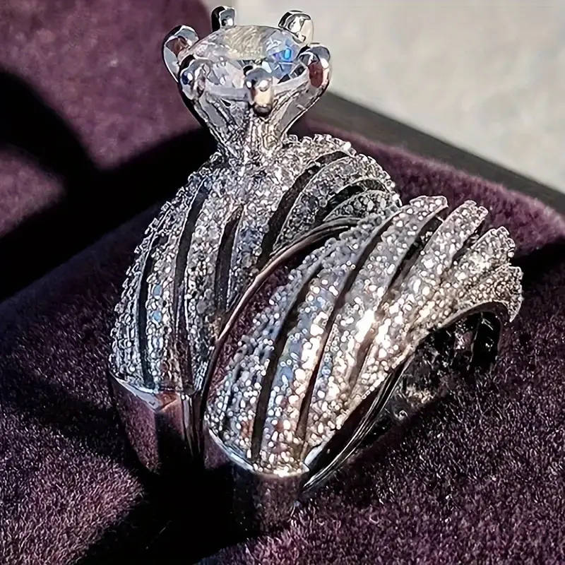 2 Pieces Cubic Zirconia Rings Set