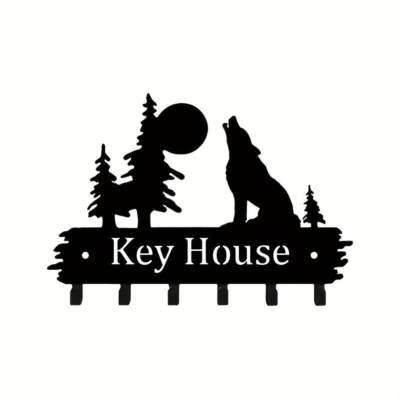 From 1pc Forest and Wolf Metal Decorative Key Hook Keychain Rack Door Back Wall Garage Key Hook De