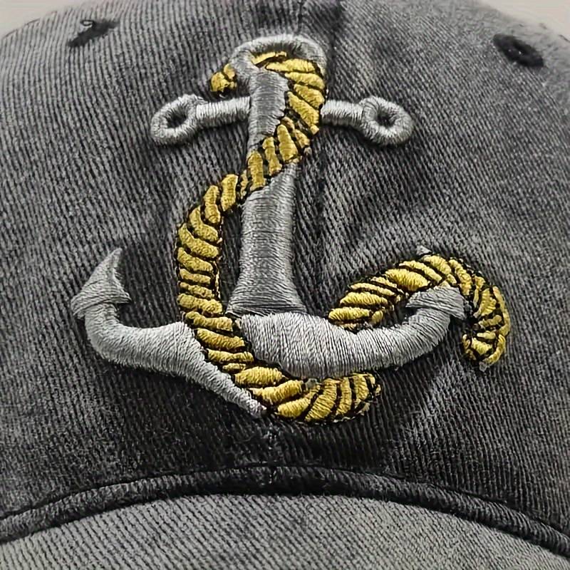 1pc Women'S Embroidered Anchor Baseball Cap Cotton Breathable Adjustable Sun Hat for Spring Summer