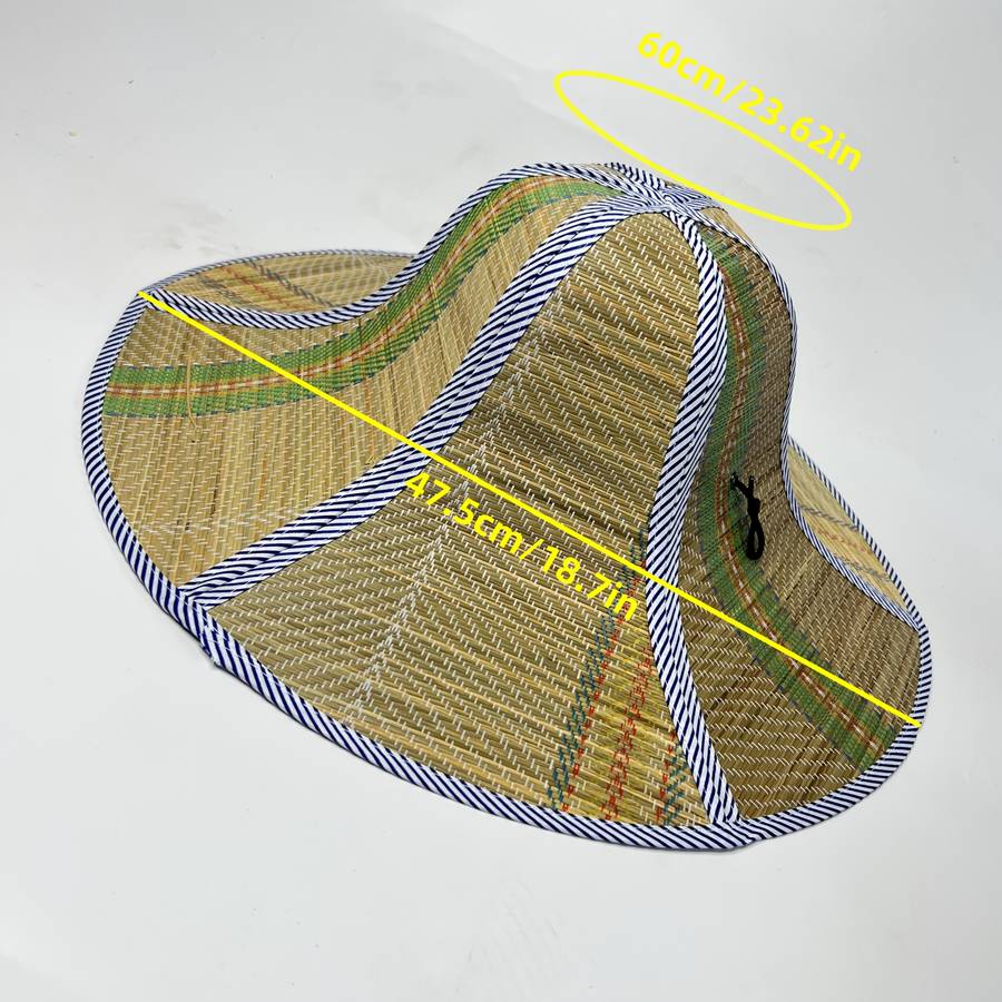 1pc Casual Style Polyester Straw Hat Lightweight Foldable Sun Hat with Large Brim Non-Stretch Pla