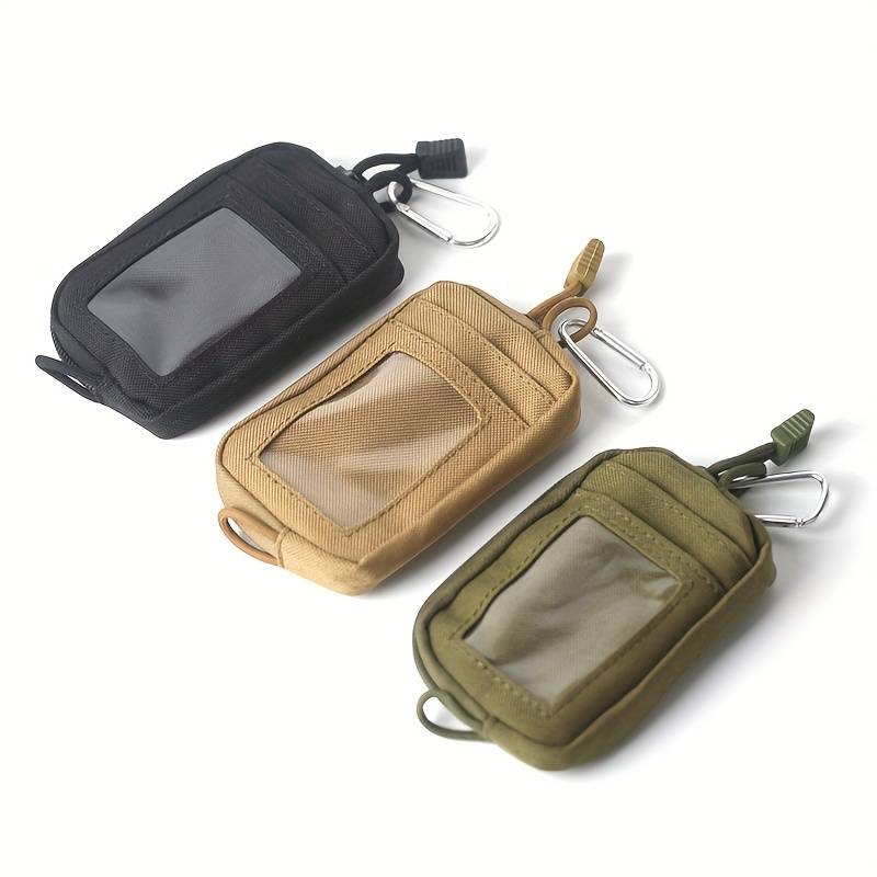 1pc Canvas Coin Purse with Zipper Driver'S License Holder Card Case Belt Bag Small Sports Pouch