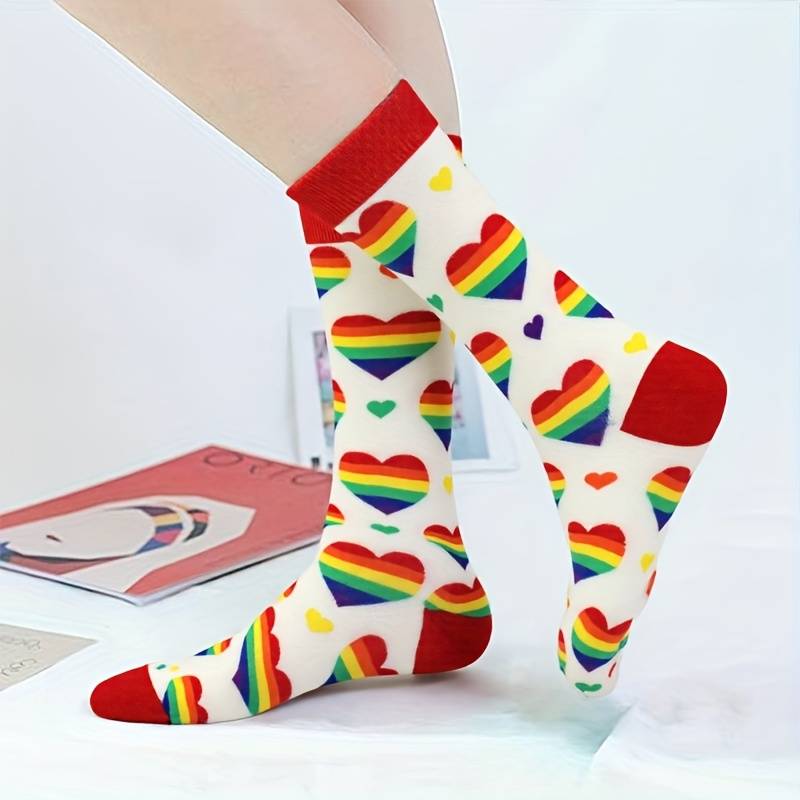 1 Pair White Love Style One Size Socks
