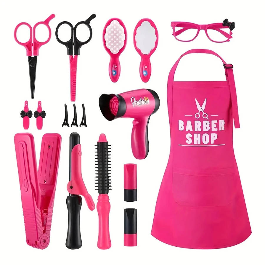 Girls Play Hairdresser Kit Toys with Accessories Apron Mixed Colors No Plating
