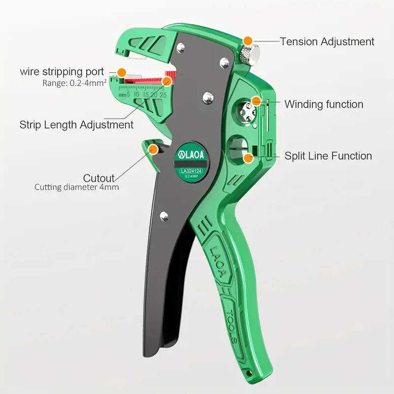 1pc Professional Automatic Wire Stripper and Cutter Multifunctional Tool with Winding and Split Line