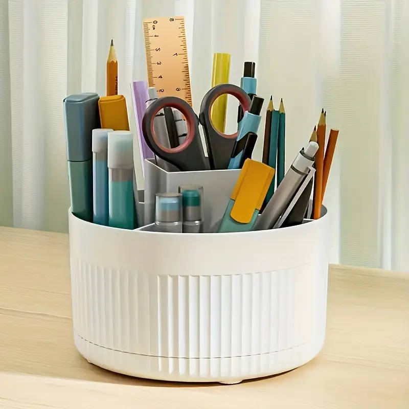 1pc Deluxe Rotating Cosmetic Organizer 360-Degree Multi-Functional Makeup Storage Case Polished Plas