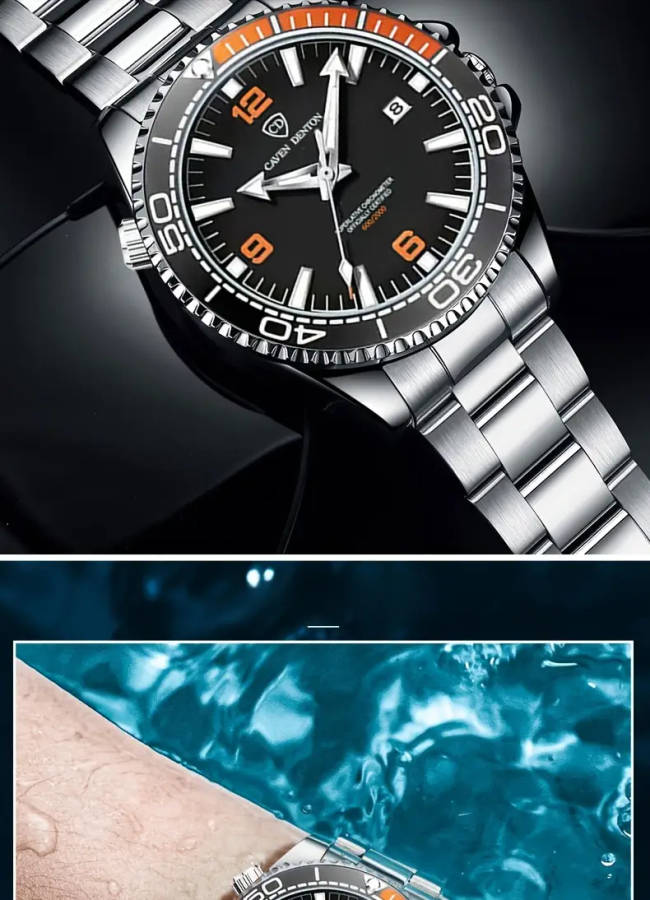 mens watch a   of business and sport with a date display and luminous hands   case back adds a   a great gift for christmas back to   or valentines day details 6