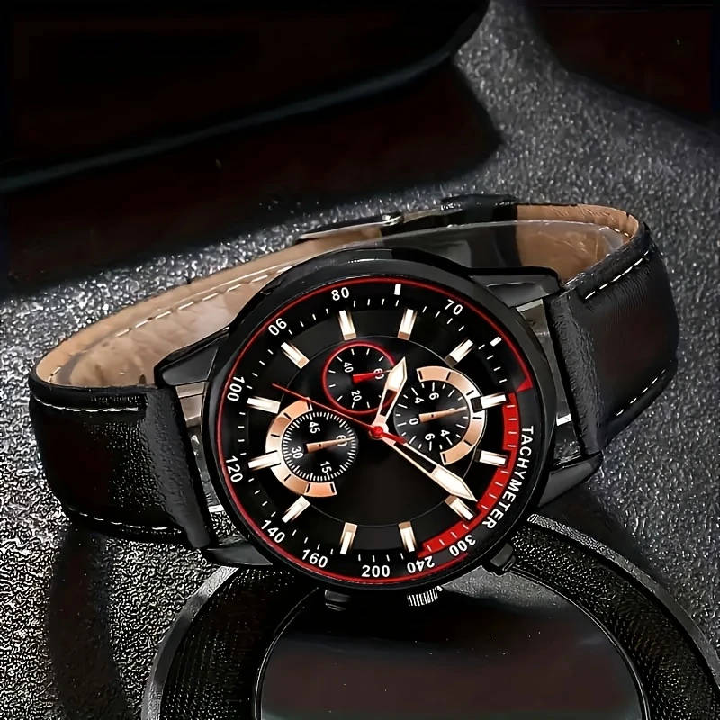 5pcs Exquisite Men's Quartz Watch and Accessories Color sent randomly