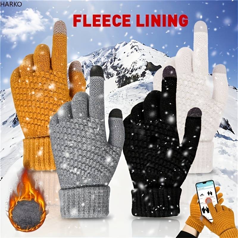 4 Pairs Black And Gray Warm Gloves