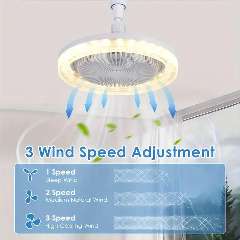 2-in-1 Multifunctional Ceiling Fan with Light, LED Fan Light, 25.4 cm Diameter, Color Matching