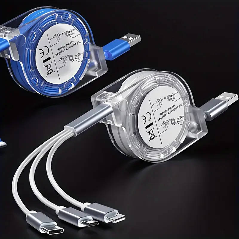 3in 1 Suitable for iPhone TYPE-C Micro b telescopic one to three mobile charging cable